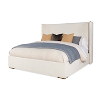 Contemporary Upholstered Wing Back Bed - King