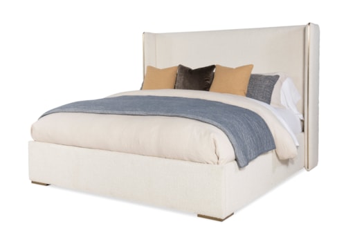 Contemporary Upholstered Wing Back Bed - King