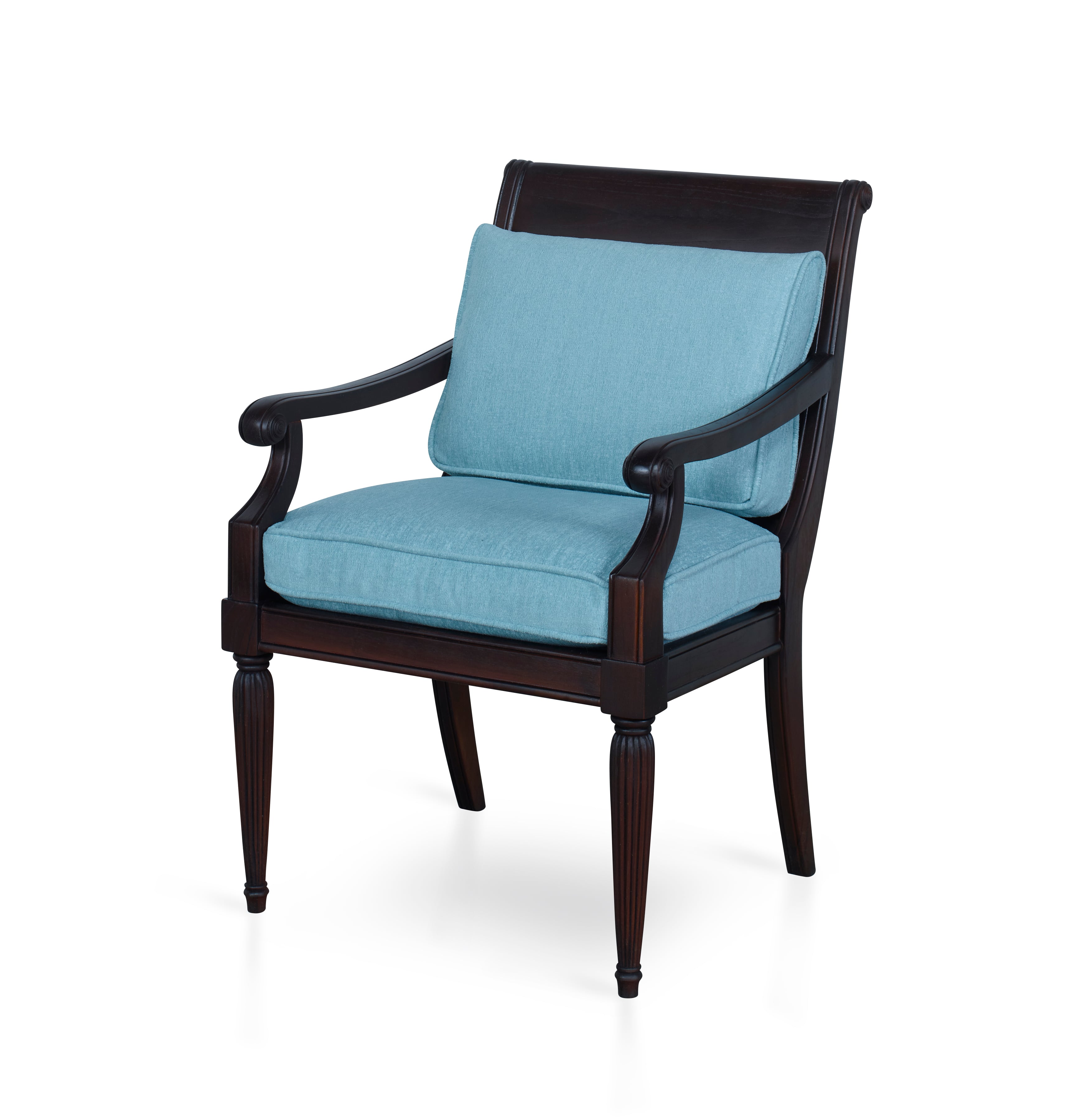 Traditional Outdoor Dining Arm Chair with Loose Seat and Back Cushion