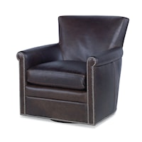 Cardinal Transitional Leather Swivel Chair with Nailhead Trim