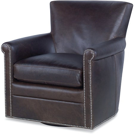 Cardinal Transitional Leather Swivel Chair with Nailhead Trim