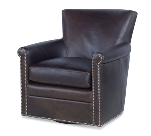 Cardinal Transitional Leather Swivel Chair with Nailhead Trim