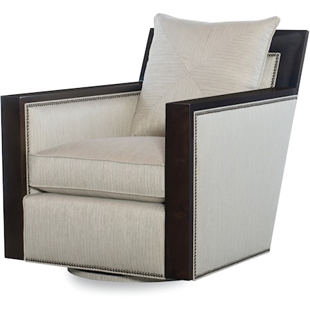Contemporary Wood Arm Swivel Chair