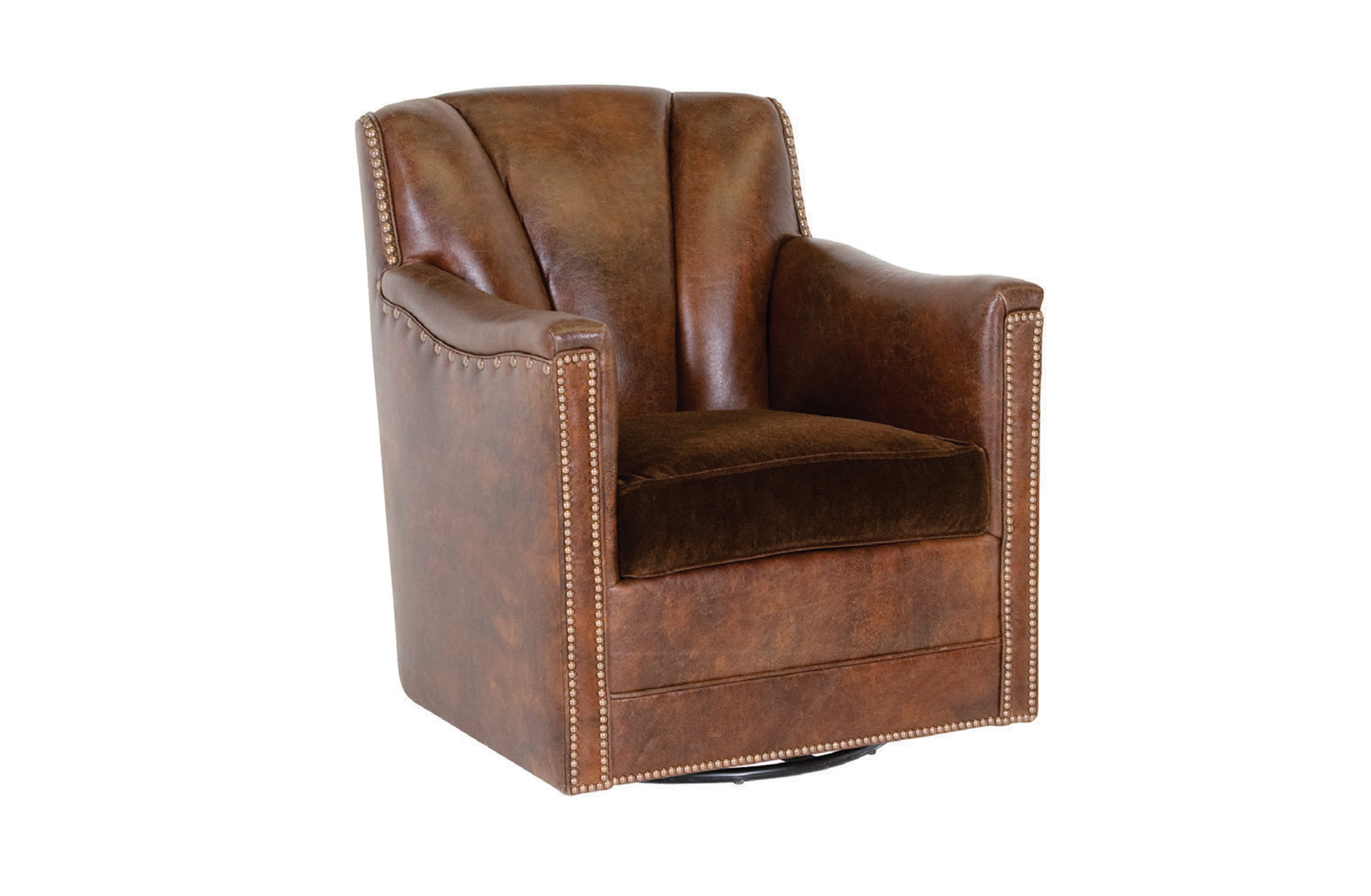 Century Leather Stone Swivel Glider Chair