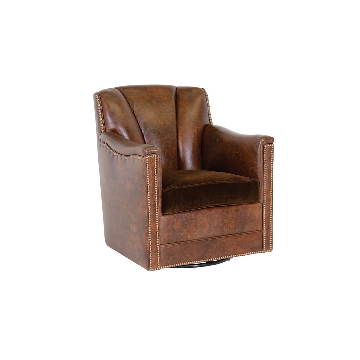 Century Leather Stone Swivel Glider Chair