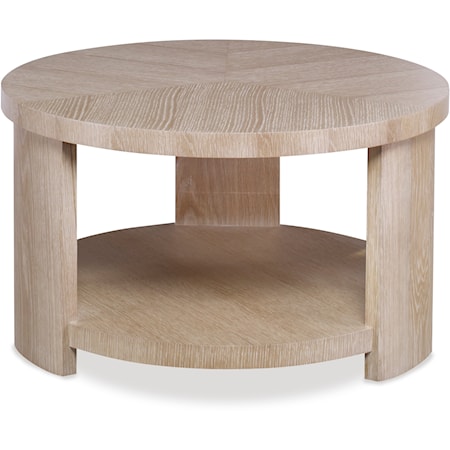 Custom Knox Contemporary Round Cocktail Table with Open Shelf - 56" to 75"