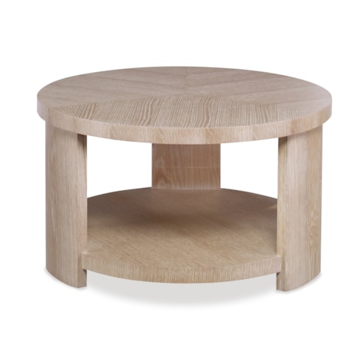 Custom Knox Contemporary Round Cocktail Table with Open Shelf - 56" to 75"