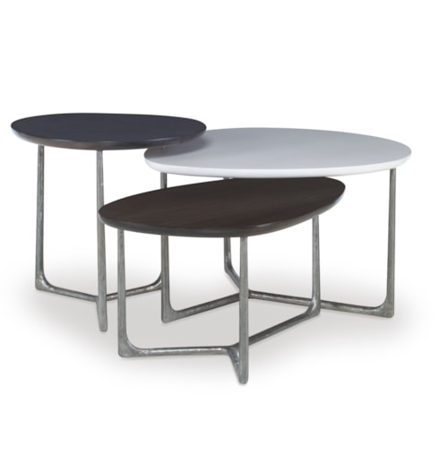 Mid-Century Modern Cocktail Table Set with Metal Bases