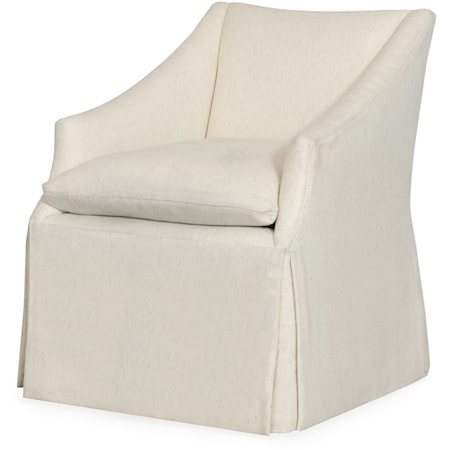 Transitional Skirted Accent Chair with Front-Sloped Arms