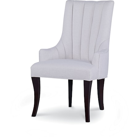 Becca Transitional Channeled Upholstered Dining Arm Chair