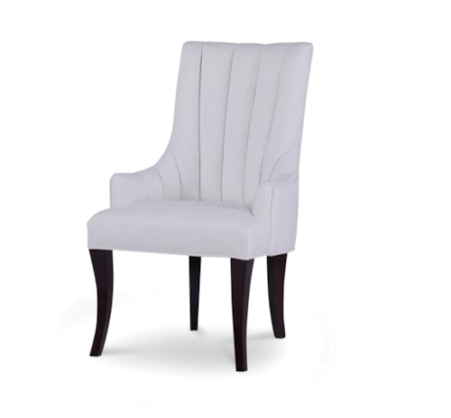 Becca Transitional Channeled Upholstered Dining Arm Chair
