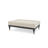 Piccalo Transitional Upholstered Cocktail Ottoman with Casters