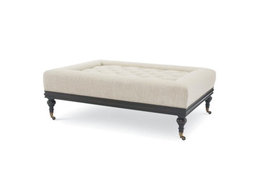 Piccalo Transitional Upholstered Cocktail Ottoman with Casters