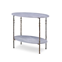 Caen Transitional White Scagliola Chairside Table