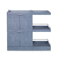 Darcey Contemporary 4-Door Bar Cart with Open Shelves