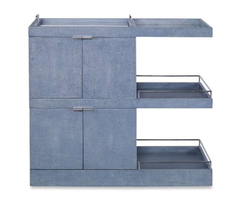 Darcey Contemporary 4-Door Bar Cart with Open Shelves