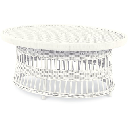 Mainland Wicker Oval Cocktail Table W/ Tempered Glass