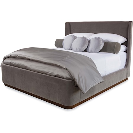 Contemporary Yvette Upholstered King Bed with Sleigh Frame