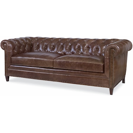 Sorenson Traditional Chesterfield Tufted Leather Sofa