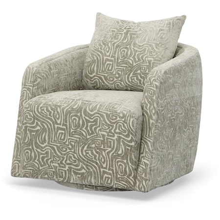 Contemporary Swivel Barrel Chair with Pillow Back