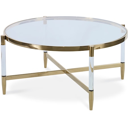 Stella Contemporary Coffee Table with Acrylic Top and Gold Accents