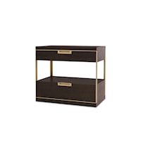 Contemporary 2-Drawer Nightstand with Gold Accents