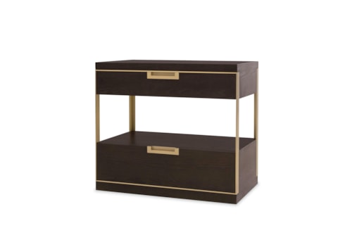 Contemporary 2-Drawer Nightstand with Gold Accents