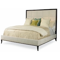 Transitional Upholstered King Bed with Tufted Headboard