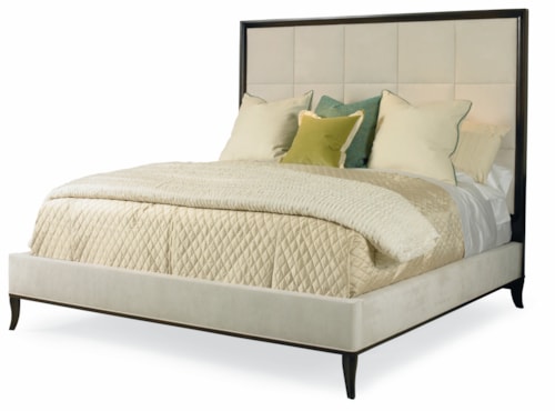 Transitional Upholstered King Bed with Tufted Headboard