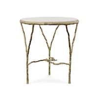 Camille Modern Contemporary Side Table with Brass Floral Base