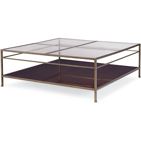 Hyde Park Contemporary Square Cocktail Table with Open Shelf