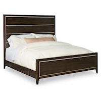 Contemporary Wood Panel Bed with Metal Accents - Queen