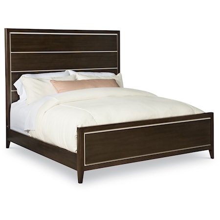 Contemporary Wood Panel Bed with Metal Accents - Queen