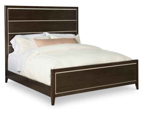 Contemporary Wood Panel Bed with Metal Accents - Queen