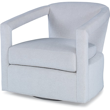 Contemporary Swivel Chair with Open Paneled Arms