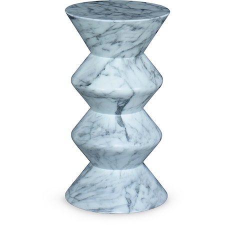 Mid-Century Modern Round Martini Table - White Faux Marble