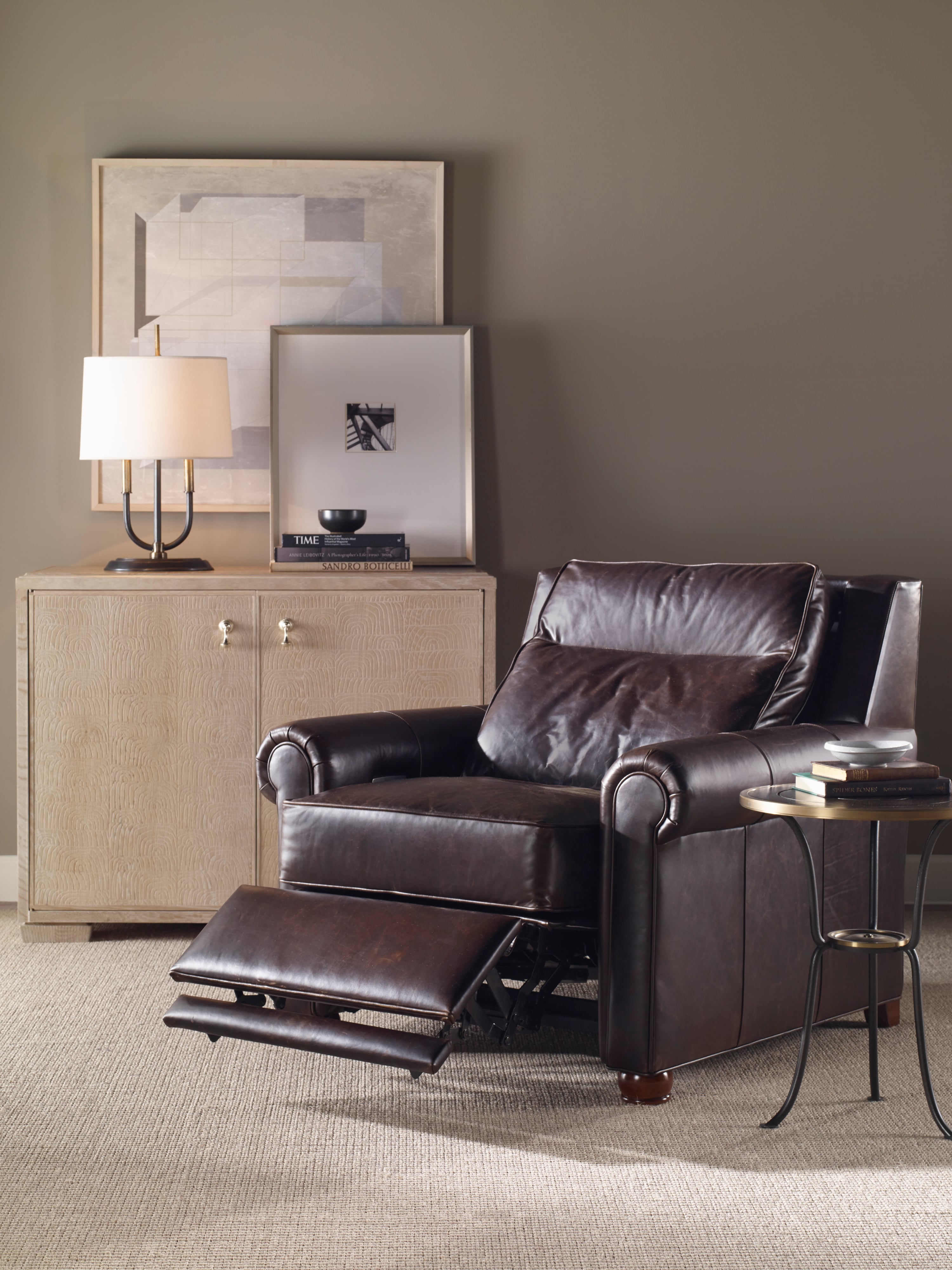 Century Leather Stone Recliner