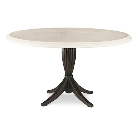 Transitional Round Single Pedestal Dining Table