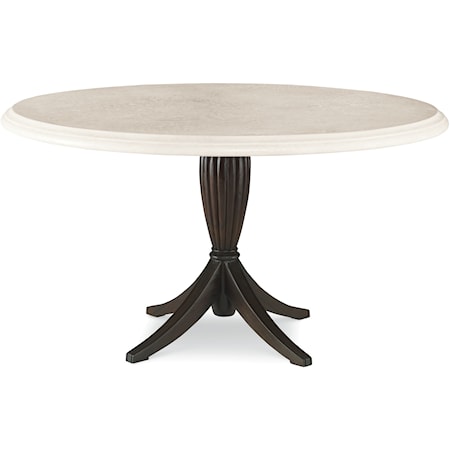 Transitional Round Single Pedestal Dining Table