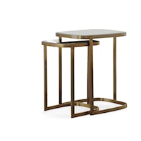 Bohdi Contemporary Antiques Brass Nesting Tables with Clear Mirrored Top