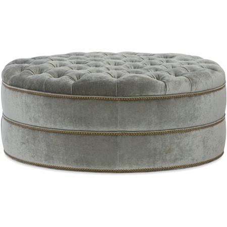 Traditional Round Tufted Ottoman