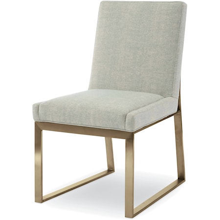 Iris Contemporary Brass Upholstered Side Chair