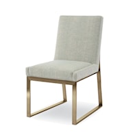 Iris Contemporary Brass Upholstered Side Chair