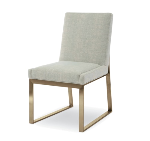 Iris Contemporary Brass Upholstered Side Chair