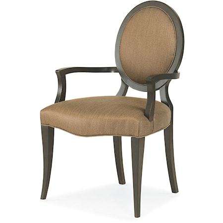 Gigi Transitional Upholstered Arm Chair with Oval Back