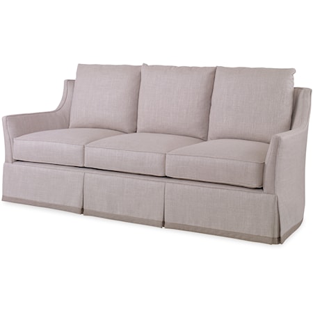 Transitional Skirted Sofa with Flared Track Arms