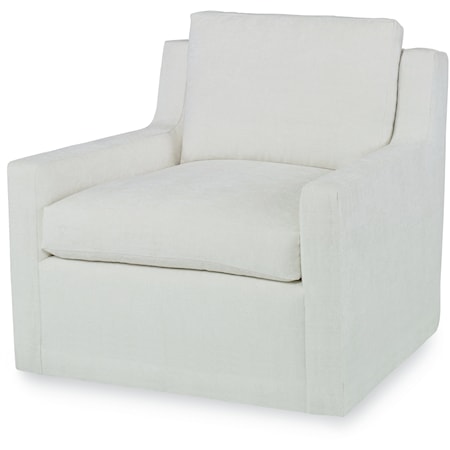 Contemporary Ion Upholstered Swivel Chair with Slope Arm