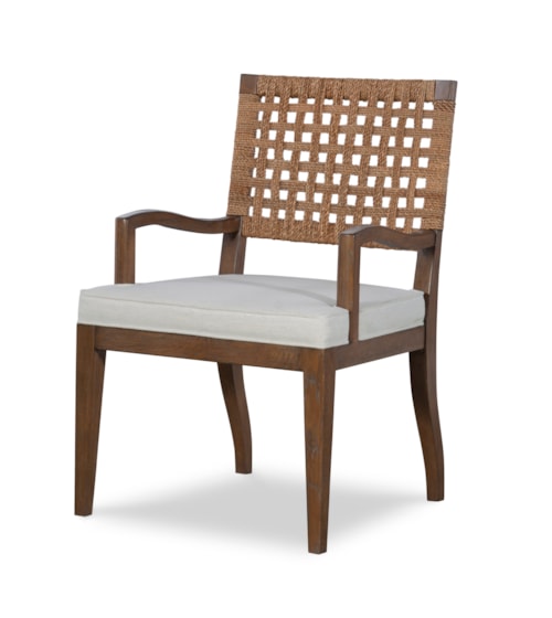 Dobson Cane Back Upholstered Arm Chair