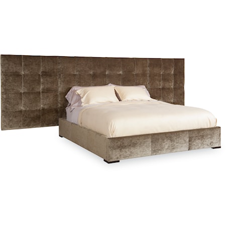 Transitional Soho Fully Upholstered California King Bed Wings with Button Tufting