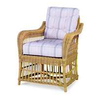 Mainland Wicker Large Dining Arm Chair W/ Button Back
